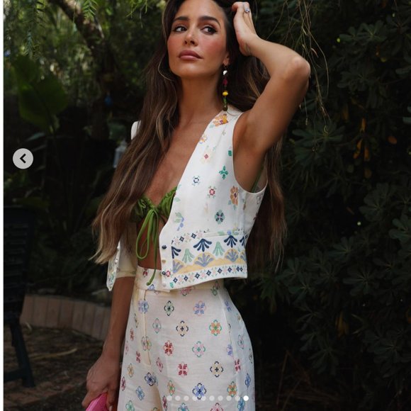 ZARA Linen printed vest White multicolor XS S XL - Picture 1 of 12